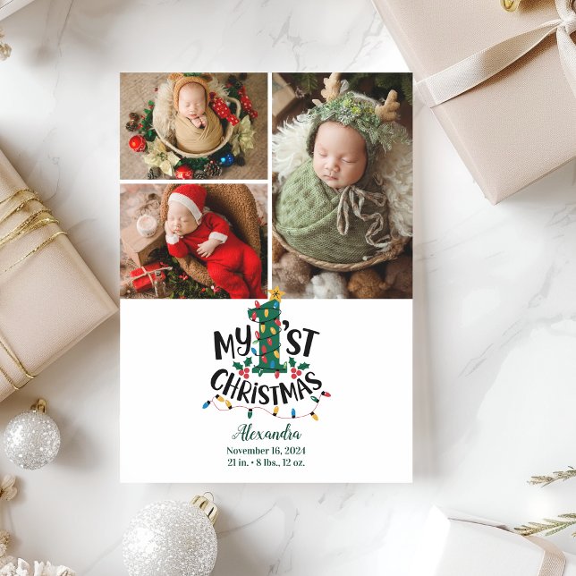 Tarjeta Festiva 3 Photo Christmas Tree Lights First Christmas (Subido por el creador)