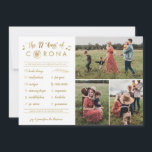 Tarjeta Festiva 3 Photo Funny Corona | Gold Twelve Days White<br><div class="desc">This funny, faux gold foil modern holiday photo card, with 3 photo templates, is perfect for the 2020 Christmas season! It's a whole new take on The Twelve Days of Christmas song, with The Twelve Days of Corona! Most of the text can be customized, if desired, if you'd like the...</div>