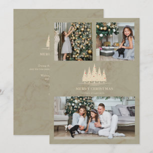 Tarjeta Festiva 3 Photos Collage Chic Elegant Christmas Tree