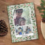 Tarjeta Festiva 3 saludo de temporada botánica moderna de Collage<br><div class="desc">Utilice 3 fotos y haga un saludo de vacaciones único y moderno con un sencillo y mínimo patrón de hojas de eucalipto en la parte posterior. Si necesita mover algo,  haga clic en el botón personalizar para realizar cambios.</div>