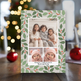 Tarjeta Festiva 3 saludo de temporada botánica moderna de Collage 