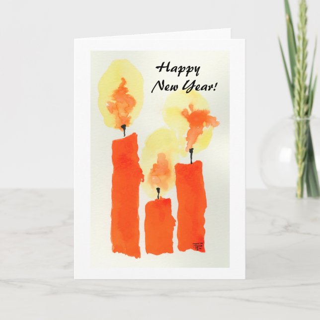 Tarjeta Festiva 3 Velas. ¡Feliz Año Nuevo! (Anverso)