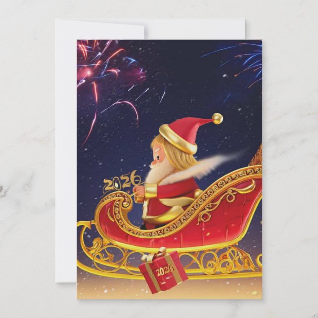 Tarjeta Festiva 3D Santa Claus Christmas Greeting Card – Festive H (Anverso)