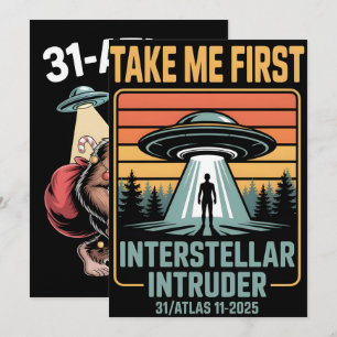 Tarjeta Festiva 3I Atlas Estilo Glitch Sci Fi Retro Espacio Divert