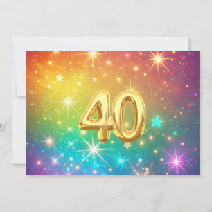 Tarjeta Festiva 40º estrella del arcoíris colorido espacial