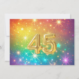 Tarjeta Festiva 45.º colorido espacio de estrellas arcoiris