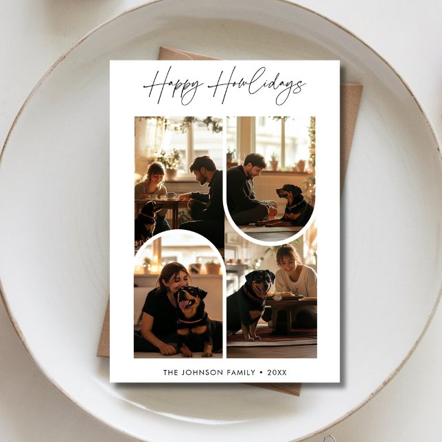 Tarjeta Festiva 4 Arch Photo Happy Howlidays Funny Dog Navidades (Subido por el creador)