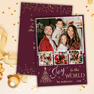 Tarjeta Festiva 4 collage de fotos Alegría a los Navidades simples