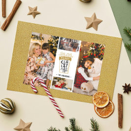 Tarjeta Festiva 4 Collage de fotos Merry Christmas Gift Custom Nam