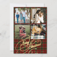 4 collage de fotos Merry Christmas script red tart