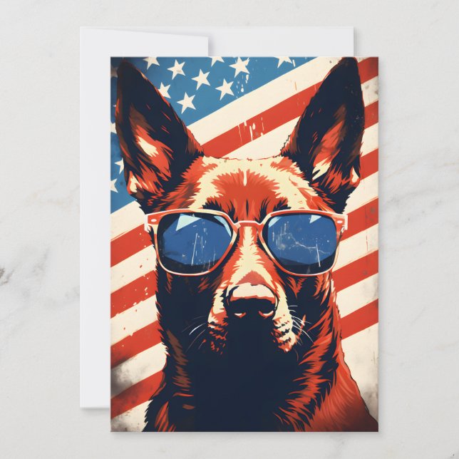 Tarjeta Festiva 4 de julio, Día de la Independencia de Malinois en (Anverso)