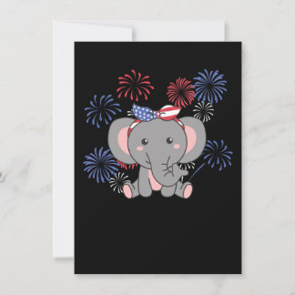 Tarjeta Festiva 4 De Julio Elefantes Niños Estadounidenses Fuegos 