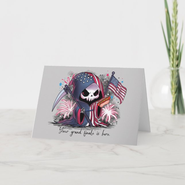 Tarjeta Festiva 4 de julio Grim Reaper (Anverso)