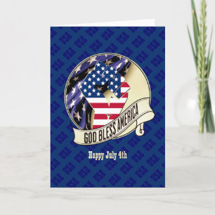 Tarjeta Festiva 4 DE JULIO Patriótico USA Dios bendiga a Estados U