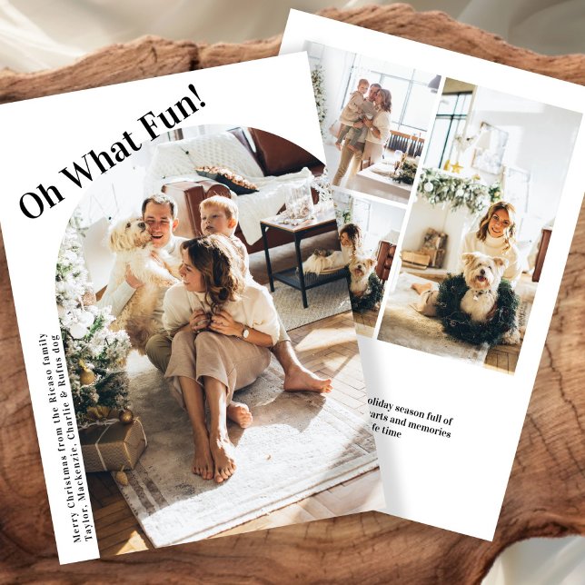 Tarjeta Festiva 4 Foto oh Qué Navidades divertidos (4 Photo oh What Fun Christmas template card from Ricaso. Add your own photos and text message)