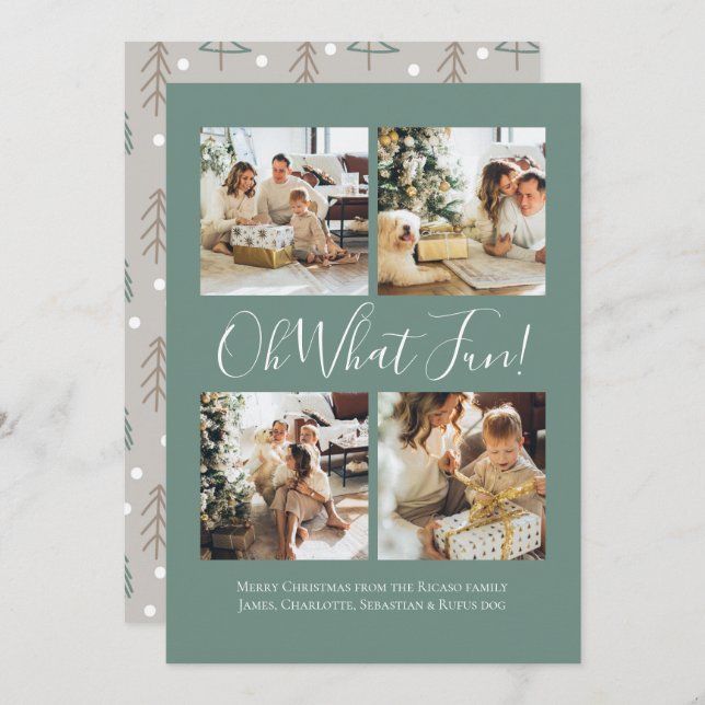 Tarjeta Festiva 4 Foto oh Qué Navidades nórdicos divertidos (Anverso / Reverso)