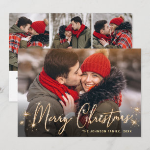 Tarjeta Festiva 4 FOTOGRAFÍAS Navidades de oro moderno saludan a f