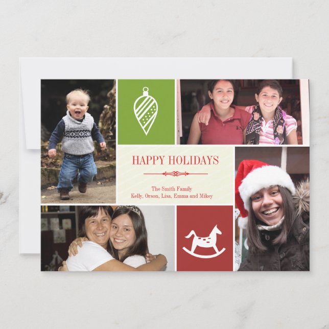 Tarjeta Festiva 4 fotos collage de imágenes favoritos Navidades ro (Anverso)