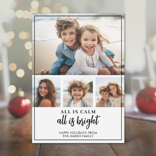 Tarjeta Festiva 4 Fotos - Todo está Tranquilo Brillante Blanco Nav