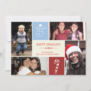 Tarjeta Festiva 4 Navidades de caramelos de snowman collage de fot