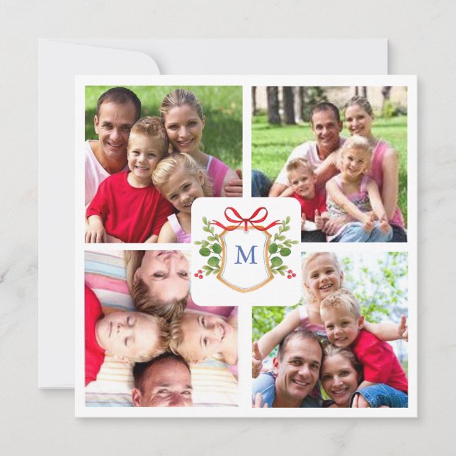 Tarjeta Festiva 4 Navidades de la Plaza escudo Monogramada (Anverso)