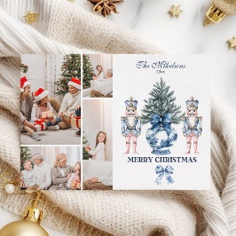 Tarjeta Festiva 4 Navidades de la serie azul Chinoiserie Nutcracke
