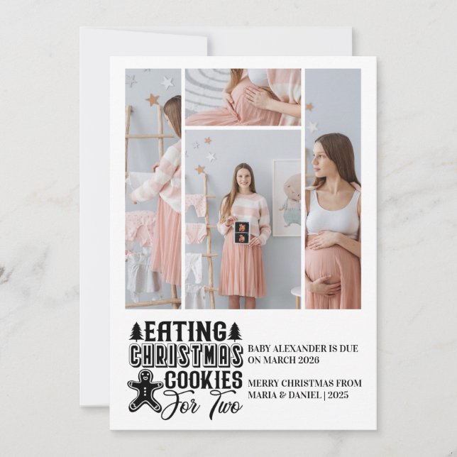 Tarjeta Festiva 4 Photo Christmas Cookies for 2 Pregnancy  (Anverso)