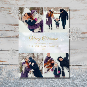 Tarjeta Festiva 4 Photo Collage Merry Christmas Winter Frost