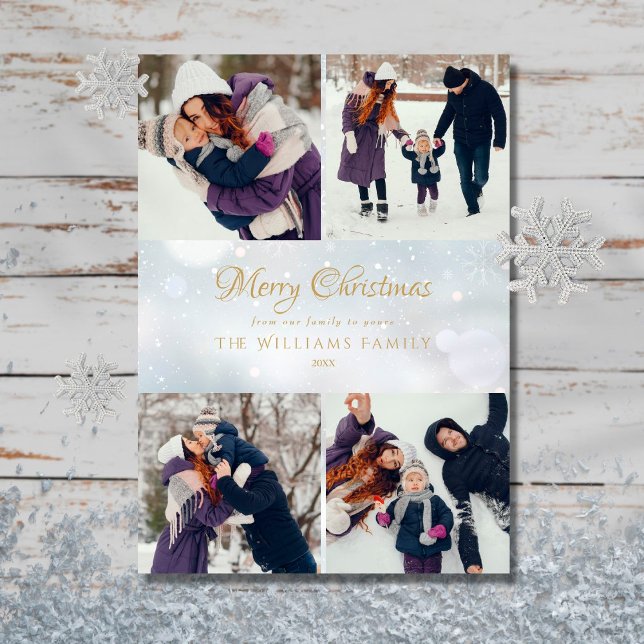 Tarjeta Festiva 4 Photo Collage Merry Christmas Winter Frost (Subido por el creador)