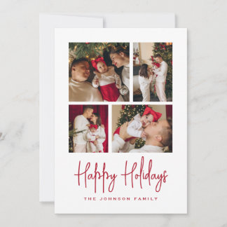 Tarjeta Festiva 4 Photo Collage Minimalist Modern Holiday Card