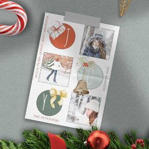 Tarjeta Festiva 4 photo collage retro modern Christmas