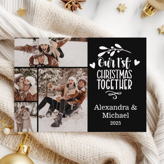 Tarjeta Festiva 4 Photo Minimalist First Christmas Together (Subido por el creador)