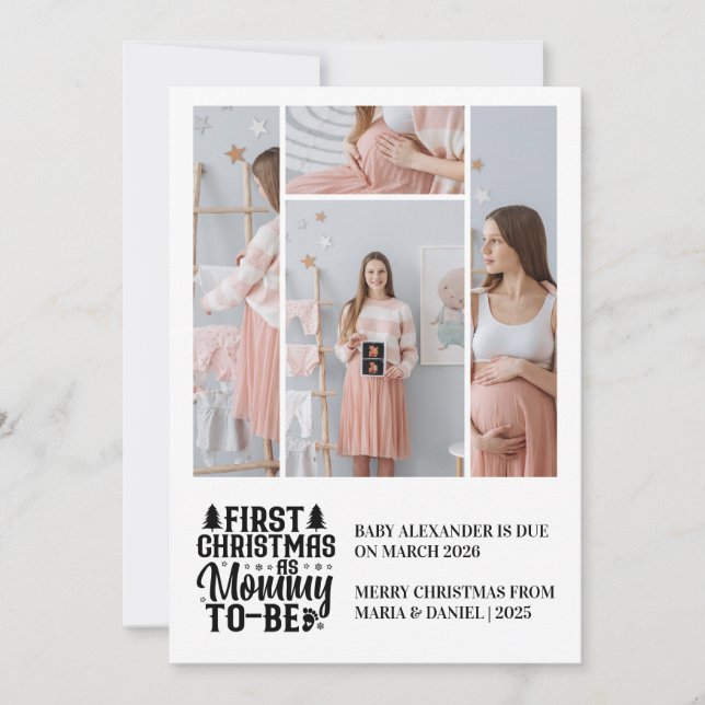 Tarjeta Festiva 4 Photo Mommy to be Christmas Pregnancy  (Anverso)