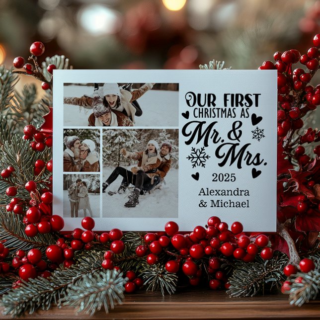 Tarjeta Festiva 4 Photo Snowflakes Christmas Mr and Mrs  (Subido por el creador)