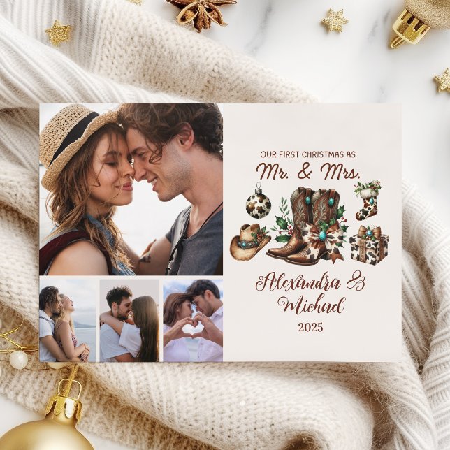 Tarjeta Festiva 4 Photo Western First Christmas As Mrs and Mr (Subido por el creador)