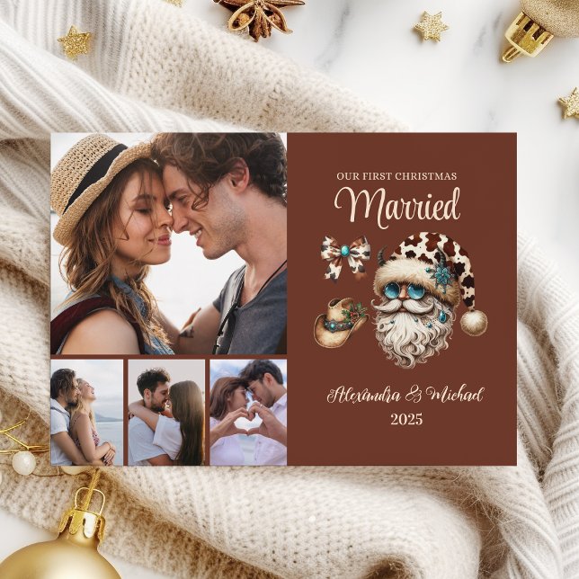 Tarjeta Festiva 4 Photo Western First Christmas Married (Subido por el creador)