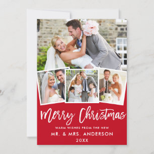 Tarjeta Festiva 4 Rojo de Navidades Bodas de guiones de pincel fot
