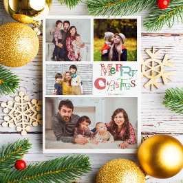 Tarjeta Festiva 4 Tipografía navideña de Feliz Collage de fotos