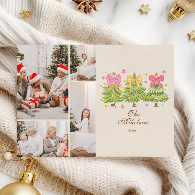 Tarjeta Festiva 4Photo Bright Ribbon Trees Holiday Family (Subido por el creador)