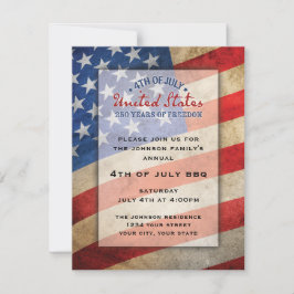 Tarjeta Festiva 4th of July Party Invitation USA 250 Years