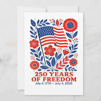 Tarjeta Festiva 4th of July Patriotic 250th Anniversary 250 Years 