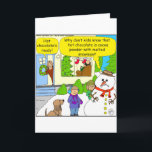 Tarjeta Festiva 527 Personalizado de snowman fundido<br><div class="desc">Por mucho que a los niños les guste hacer hombres de nieve,  seguramente matan a muchos de ellos cada noche cuando beben chocolate caliente o sopa.</div>