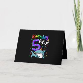 Tarjeta Festiva 5.º cumpleaños regalo de tiburón de cinco años