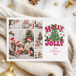 Tarjeta Festiva 5 Brillo de Foto Leopardo Lazo Holly Jolly