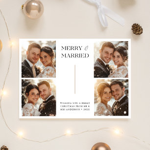 Tarjeta Festiva 5 Collages de fotos Merry y Navidades casados