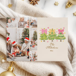 Tarjeta Festiva  5 Foto Árboles de Cinta Brillante Fiesta Familia
