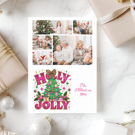 Tarjeta Festiva 5 Foto Brillo Leopardo Lazo Holly Jolly