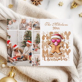 Tarjeta Festiva 5 Foto Navideña Pan de Jengibre Adorable