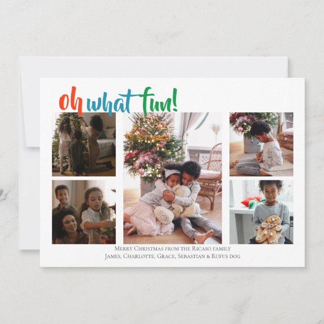 Tarjeta Festiva 5 Foto Oh Qué Navidades Divertidos (Anverso)