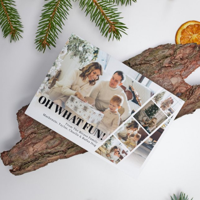 Tarjeta Festiva 5 Foto Oh Qué Navidades Divertidos (5 Photo Oh What Fun Christmas Holiday Card by Ricaso.  Add five photographs, make your own.
)